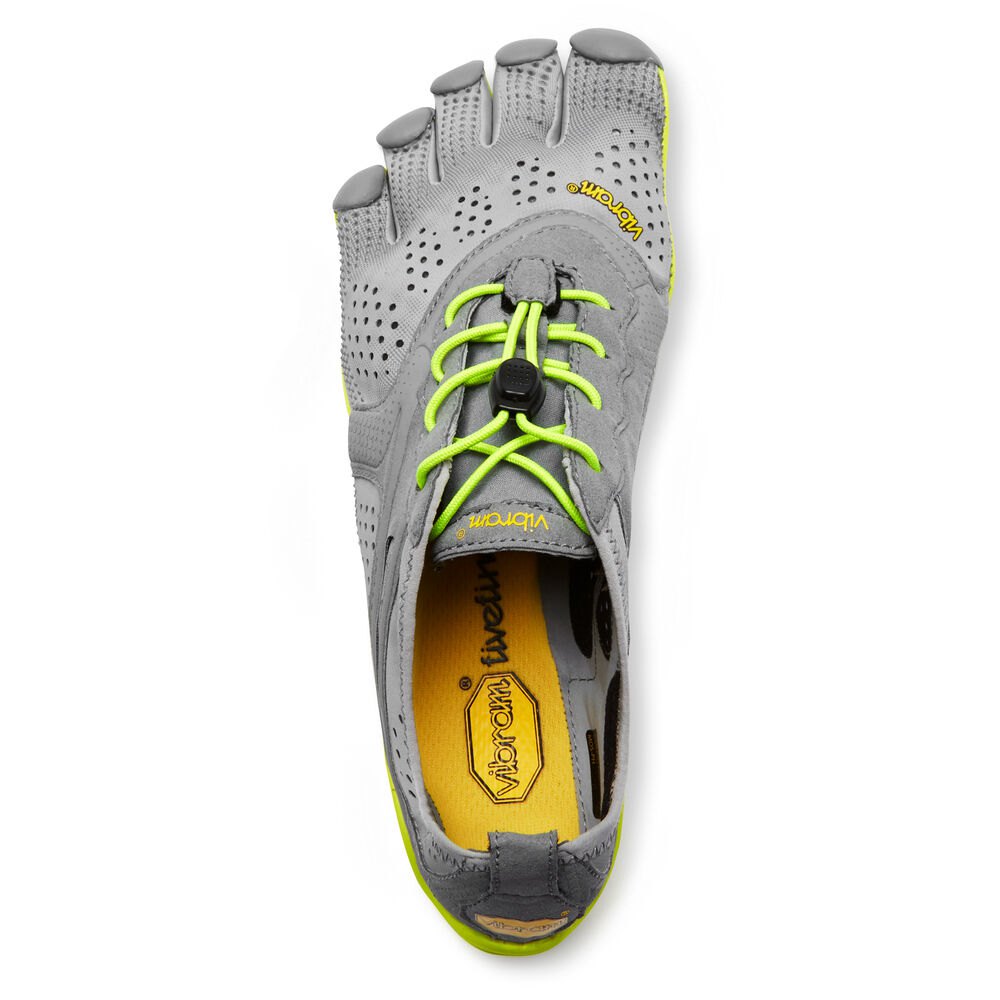 Vibram Five Fingers Mens Running Shoes - Grey/Green - V-Run - 40168-BXGJ